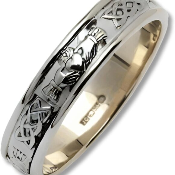 Women's Irish 925 Sterling Silver Claddagh Wedding Ring, 1/8" Band, Traditional - Picture 1 of 7